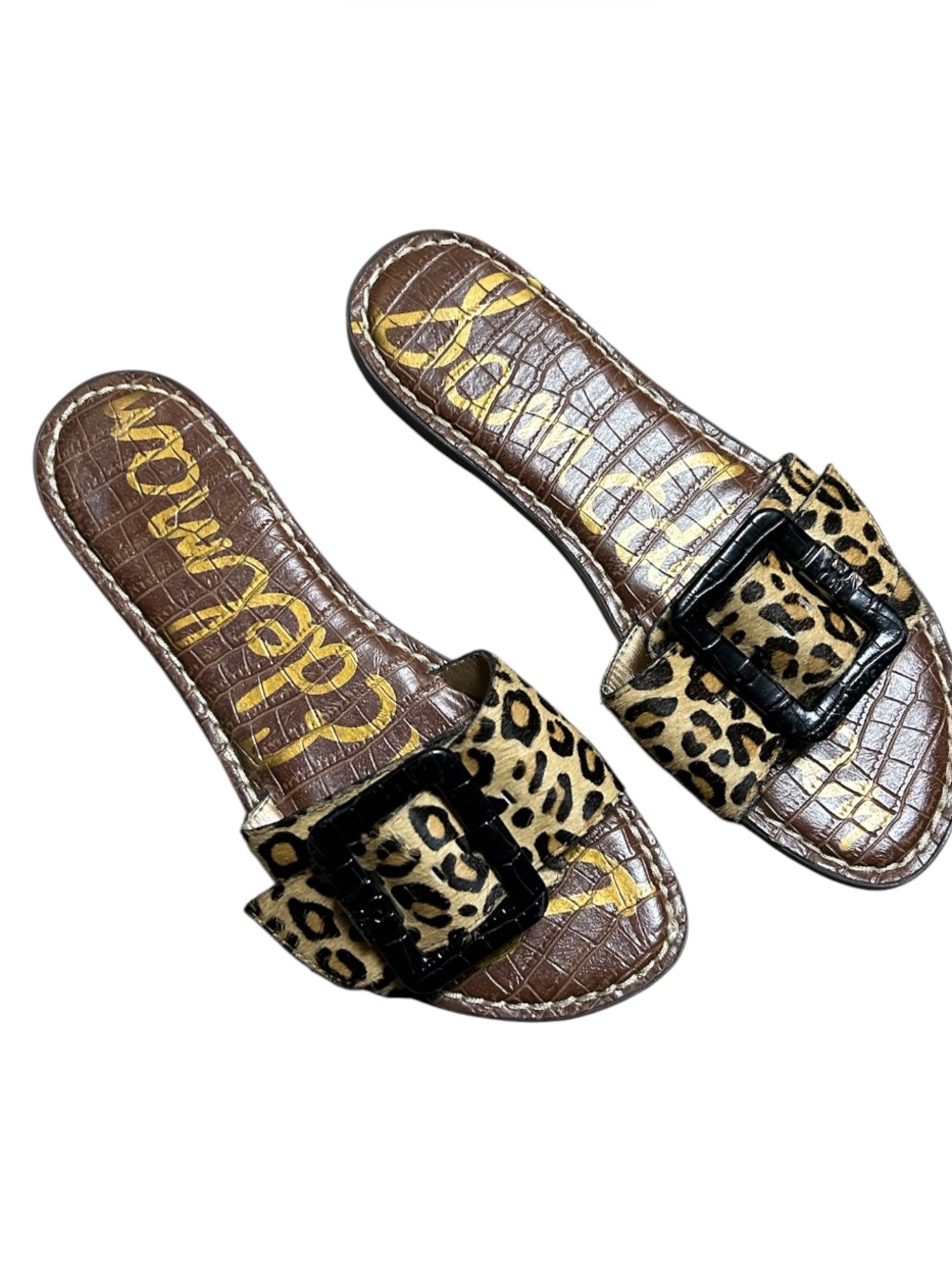Sam Edelman Granada Leopard Print Slide Sandals - Brown/Black Size 7.5 - Picture 4 of 5